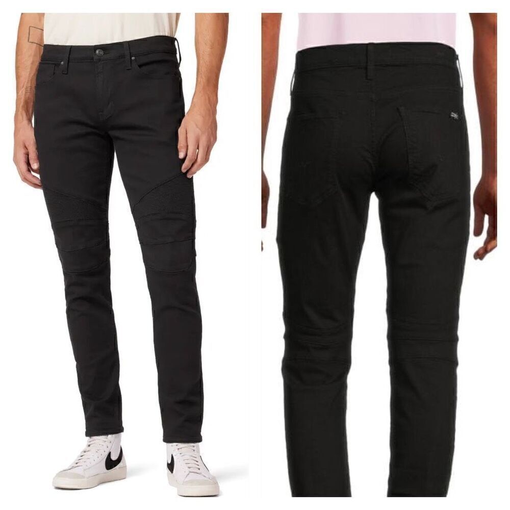 Hudson Jeans Men's High Rise Banks Biker Mid-Rise Slim Black Jeans Size 32 NWT